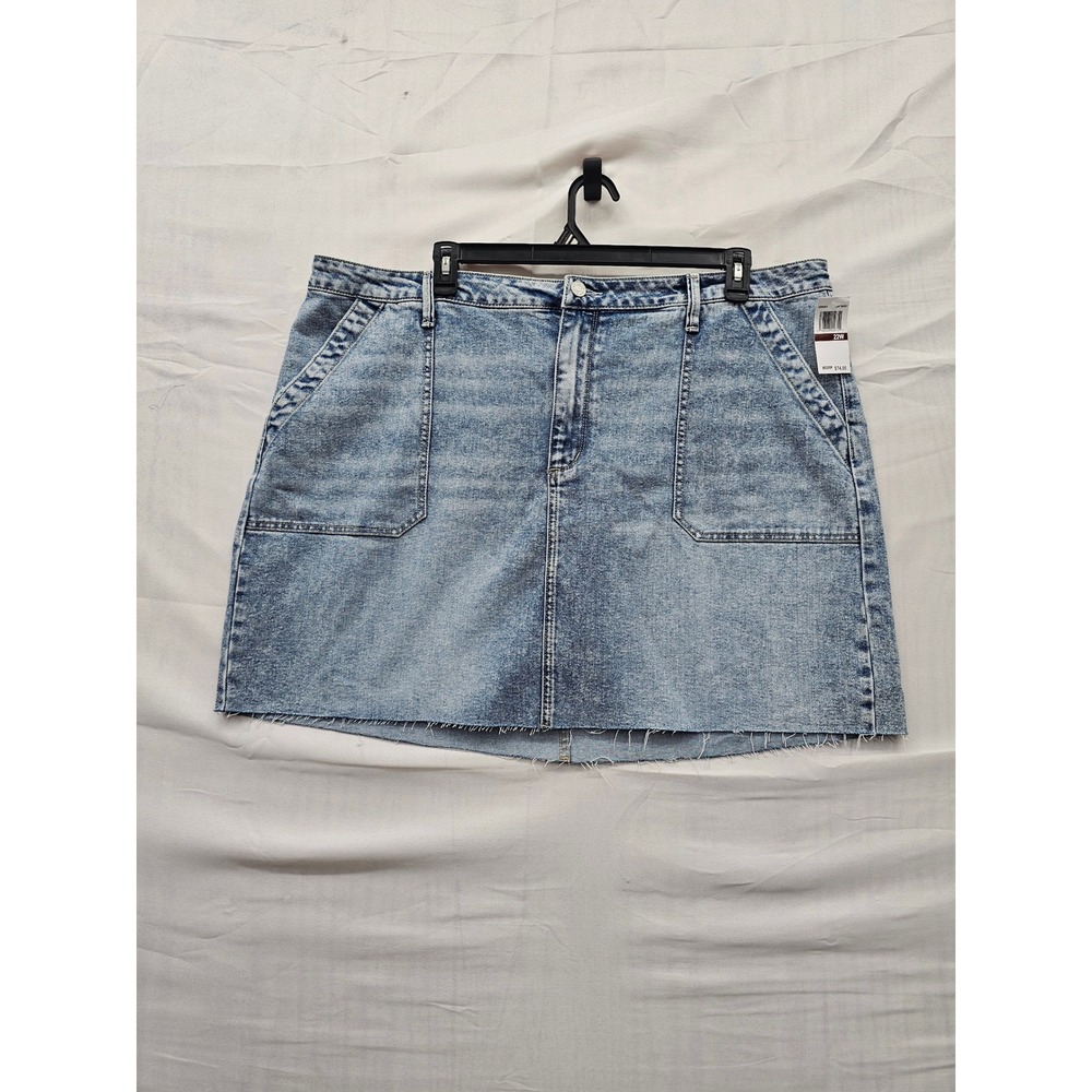 Edited by Remi Bader Womens Mini Denim Skirt Blue Cotton Blend Casual Size 22W
